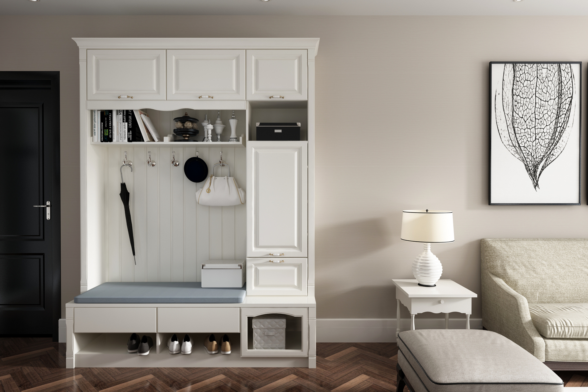 全鋁鞋柜-02（風(fēng)格：簡歐；顏色：暖白）