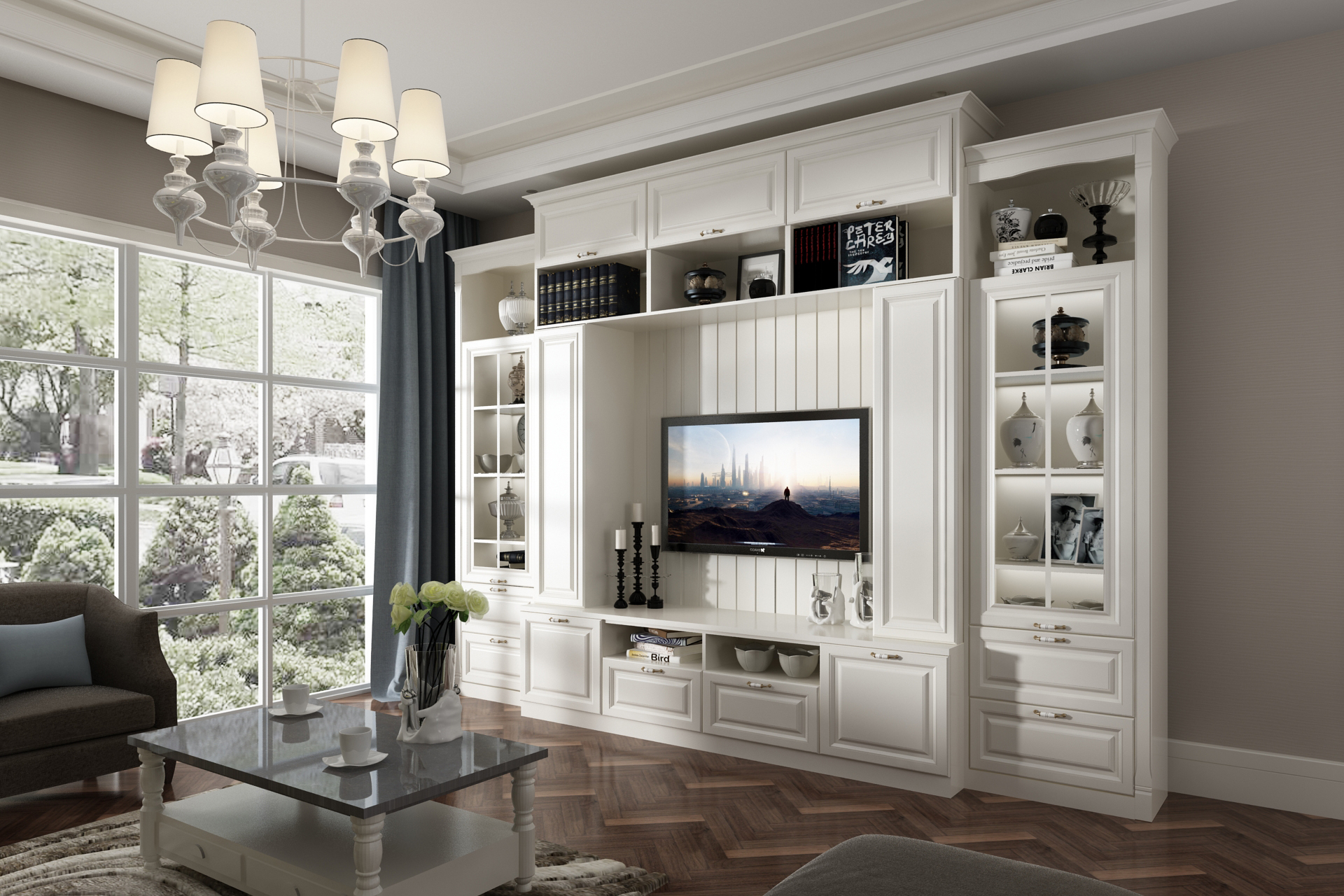 全鋁電視柜-02（風(fēng)格：簡歐；顏色：黃橡）